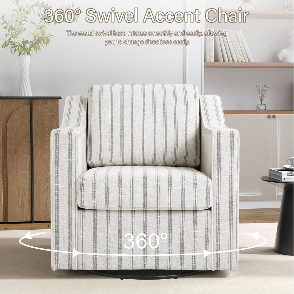Swivel Accent Chairs Set of 2, 360° Swivel Armchairs, Pinstripe Gray