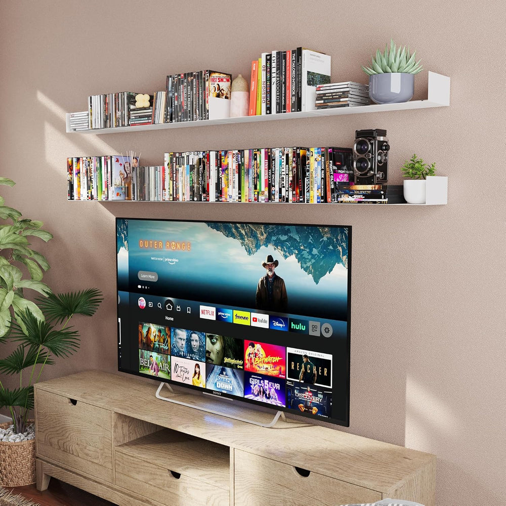 Wallniture Bali Sturdy Metal U Shape Bookshelf - Wall Mountable CD DVD Storag...