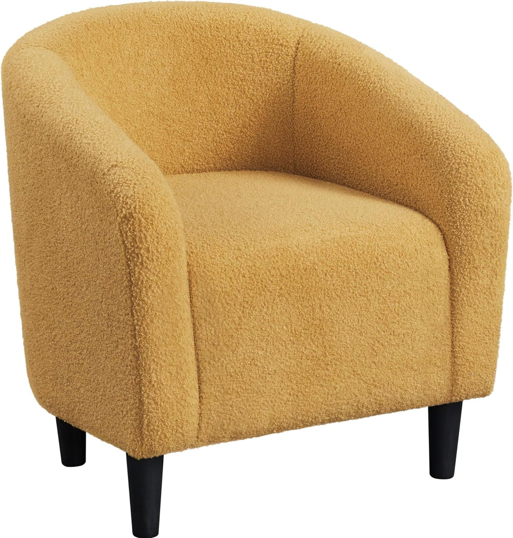 Yaheetech Small 25.5in Wide Sherpa Barrel Accent Chair, Mustard Yellow