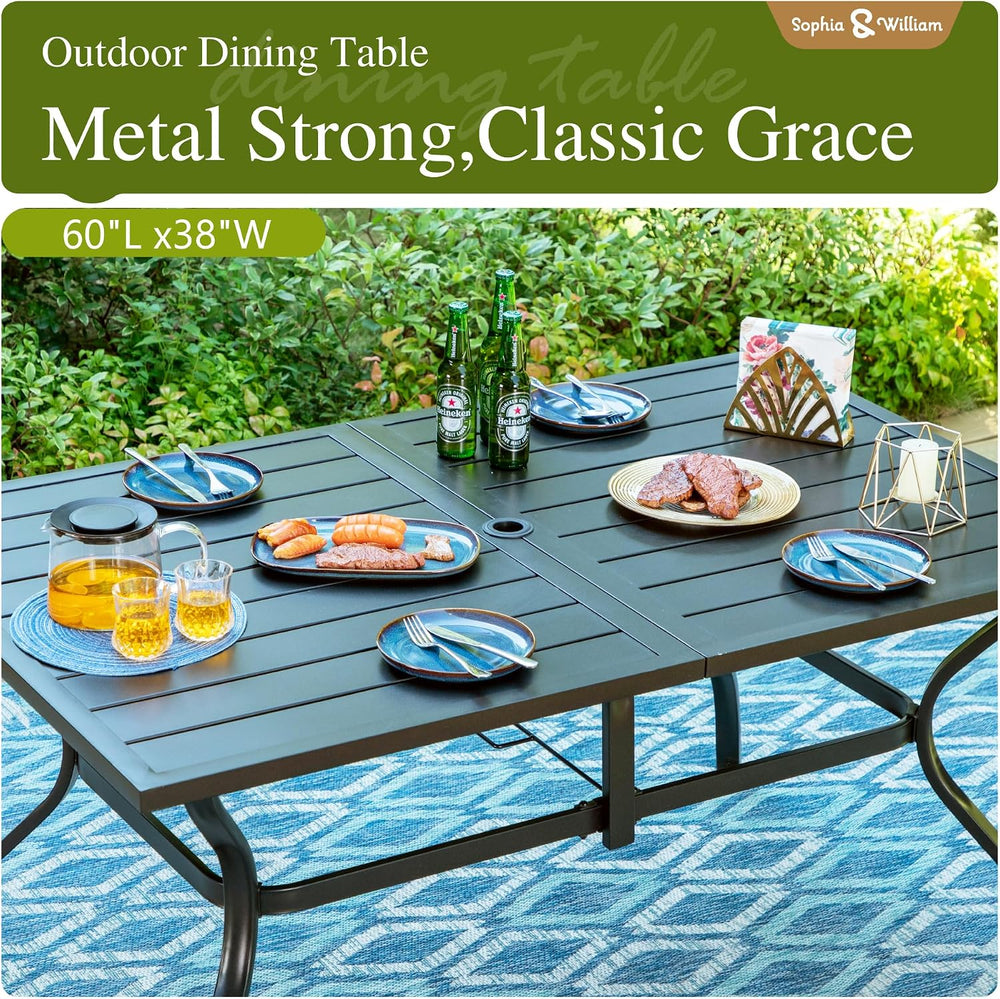 Sophia & William 7pc Outdoor Dining Set, Metal Table, Swivel Chairs