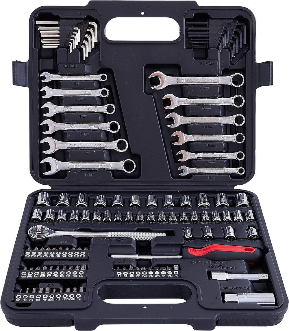 MECHMAX 121-Piece Mechanics Tool Set, 1/4 & 3/8-Inch Drive