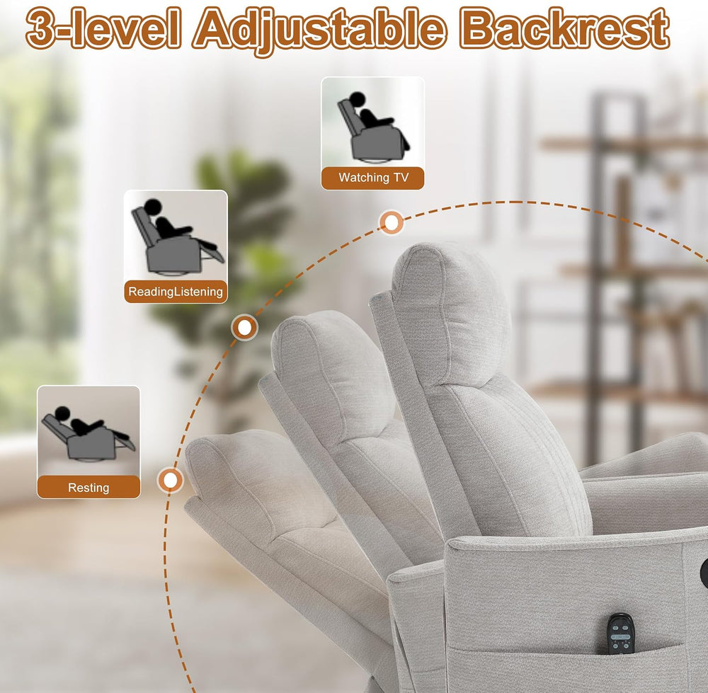 Manual Swivel Rocker Recliner Chair for Adults, Overstuffed Recliner Glider w...
