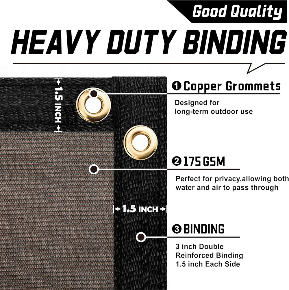 Customized 7' x 24' Brown Fence Privacy Screen,with Bindings & Gr...