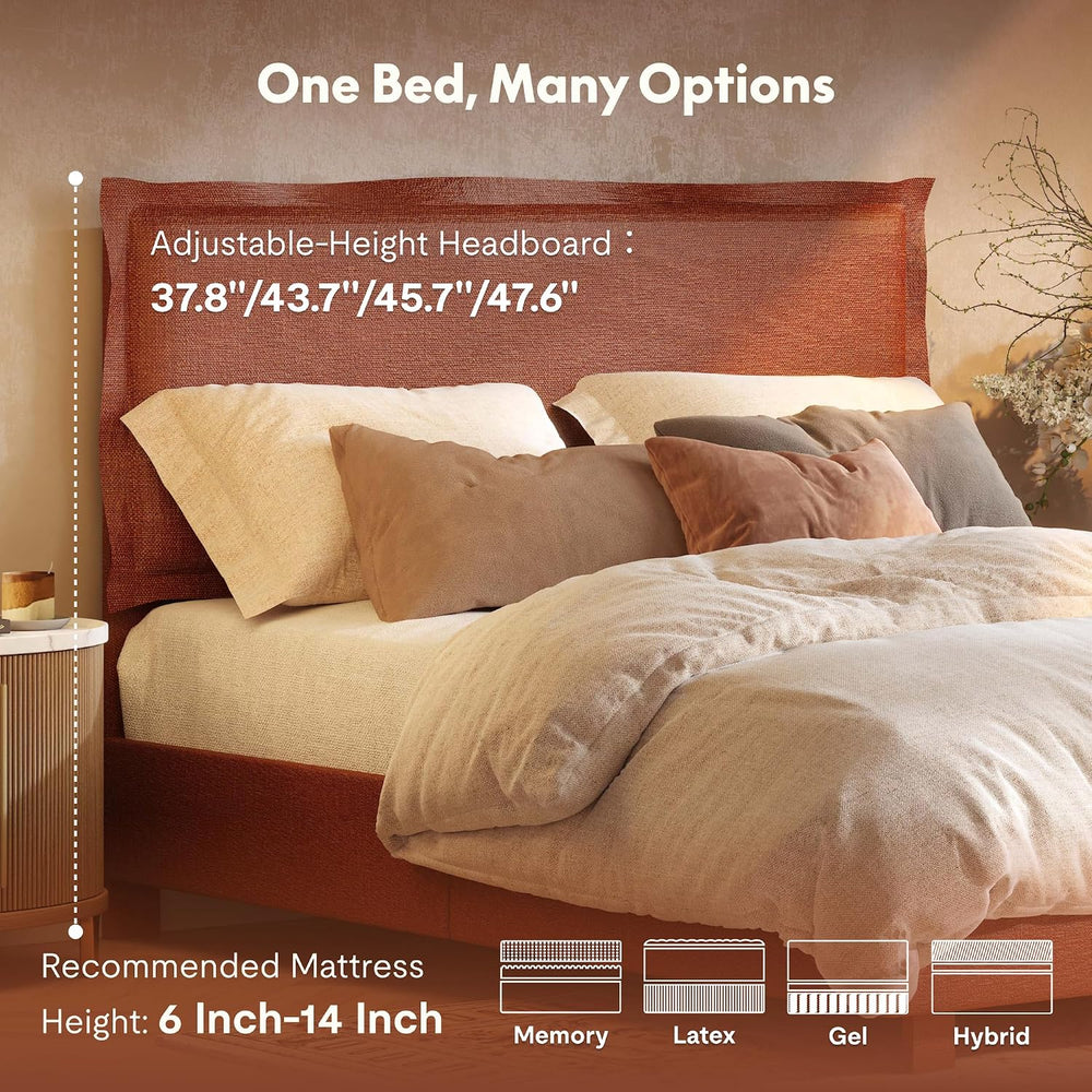 FLEXISPOT Adjustable Bed Base with Upholstered Bed Frame, Head & Foot Lift