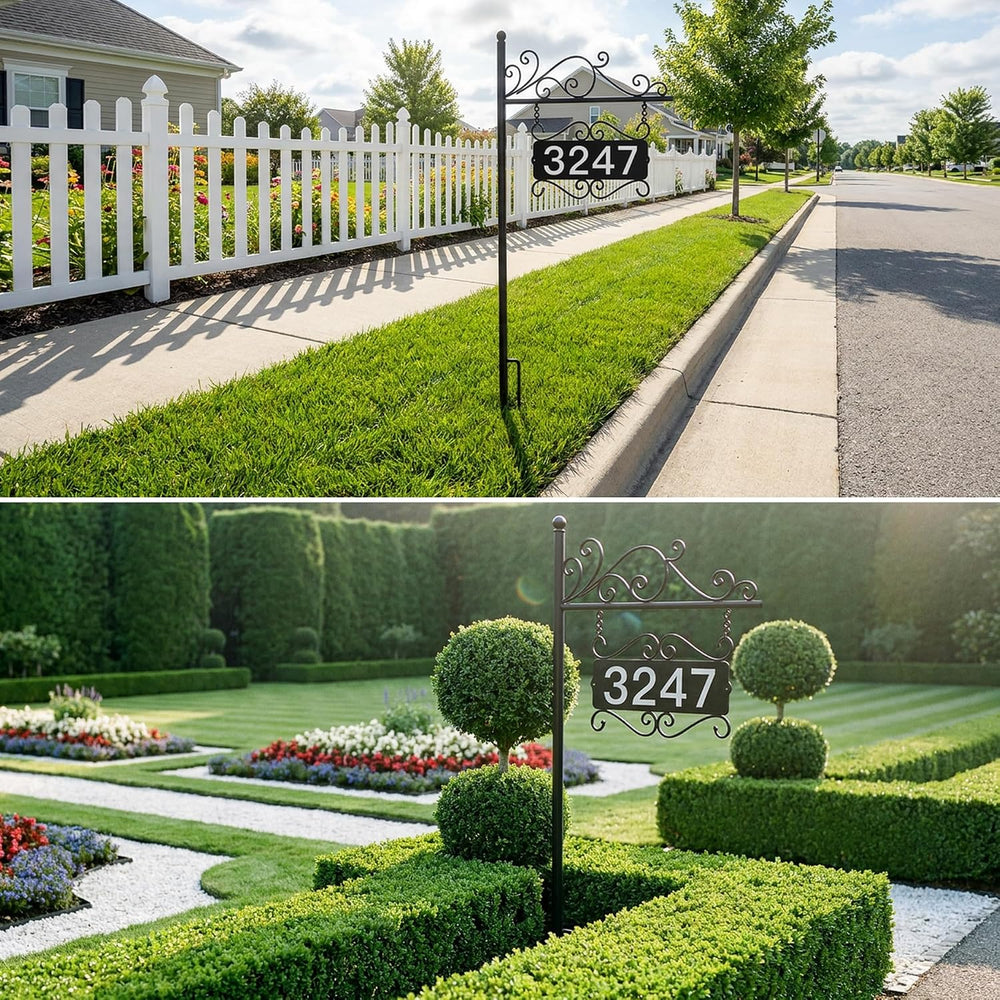 Metal Address Plaque,Double-Sided Street House Numbers for Outside