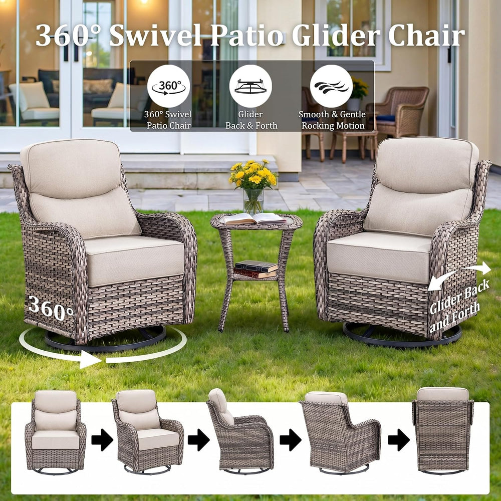 Luxury Outdoor Swivel Rocker Patio Chairs Set of 2 with 6-Inch Thick Cushions...