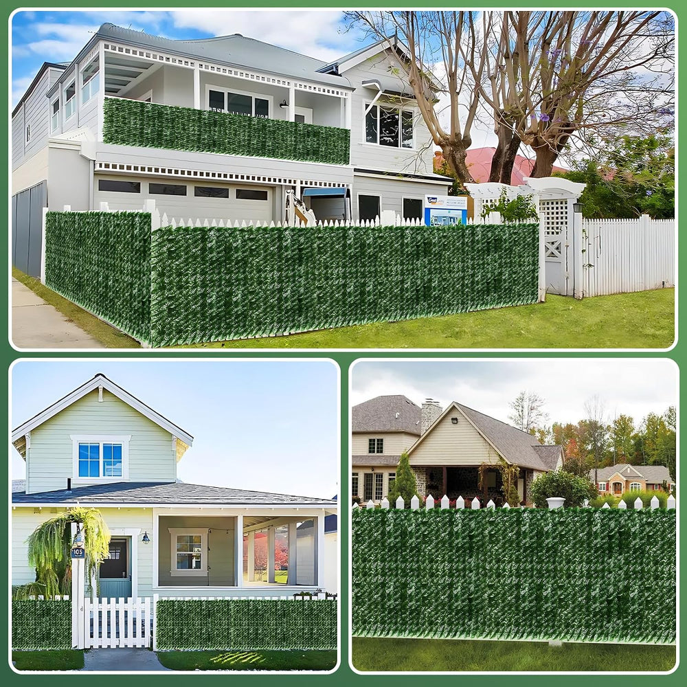 Artificial Ivy Privacy Fence Screen, 120x60 inch Faux Hedge Fence Panel Green...