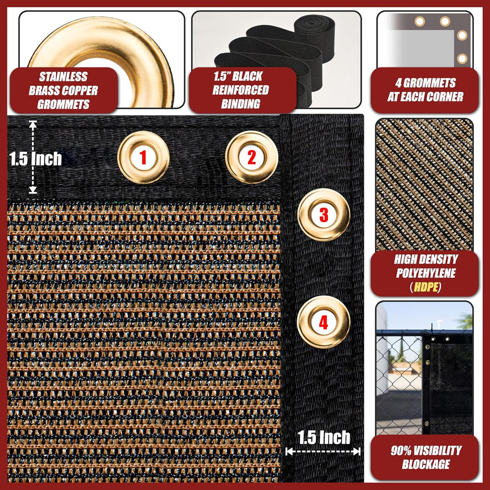 Amgo 4' x 24' Fence Privacy Screen, Heavy Duty Mesh Outdoor & Bac...
