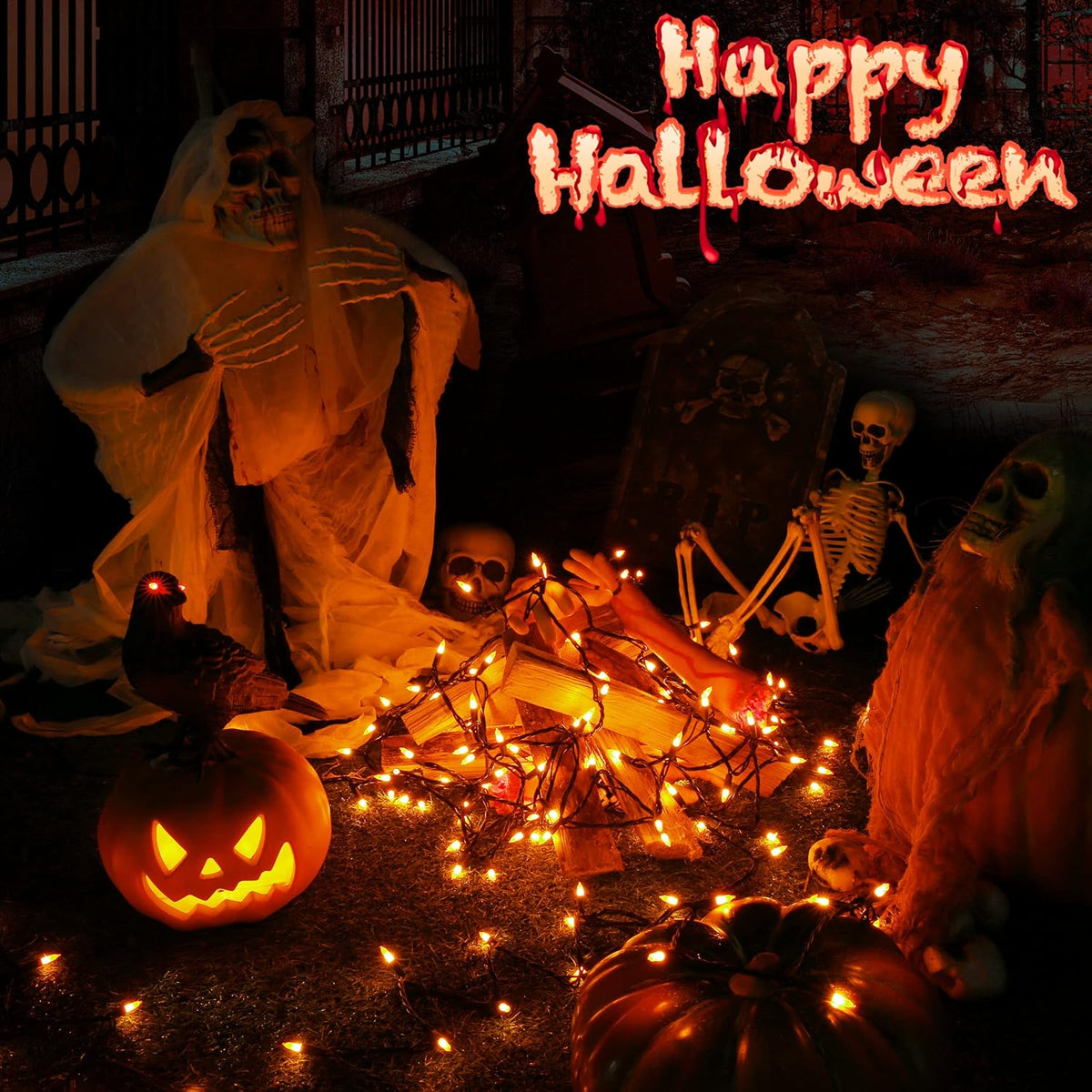 Toodour Candy Corn Halloween Lights, 75ft 300 Count Incandescent Lights