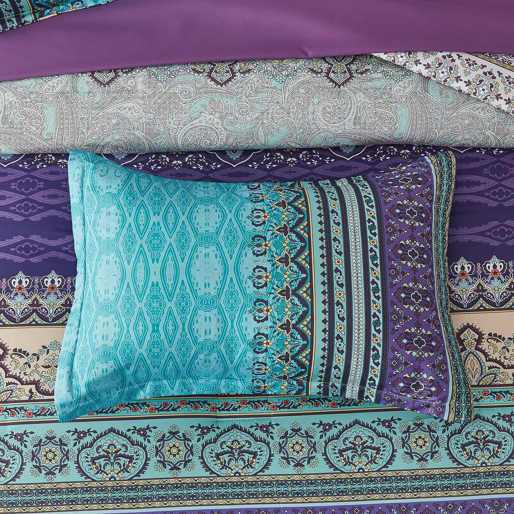 Cottolester Boho Comforter Set King Size 8 Piece Striped Bed in a Bag