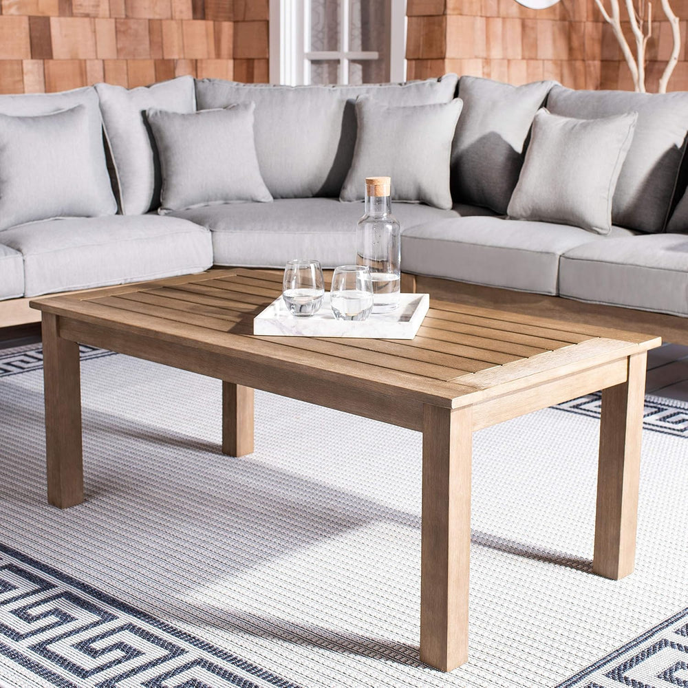 SAFAVIEH Couture Outdoor Santa Cruz Wood Coffee Table, 48.8" CPT1016A