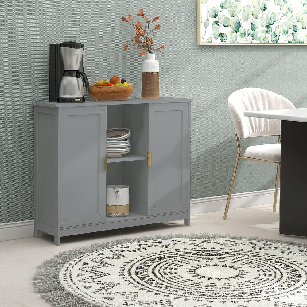 TaoHFE Grey Kitchen Pantry, Modern Wooden Small Credenza Sideboard