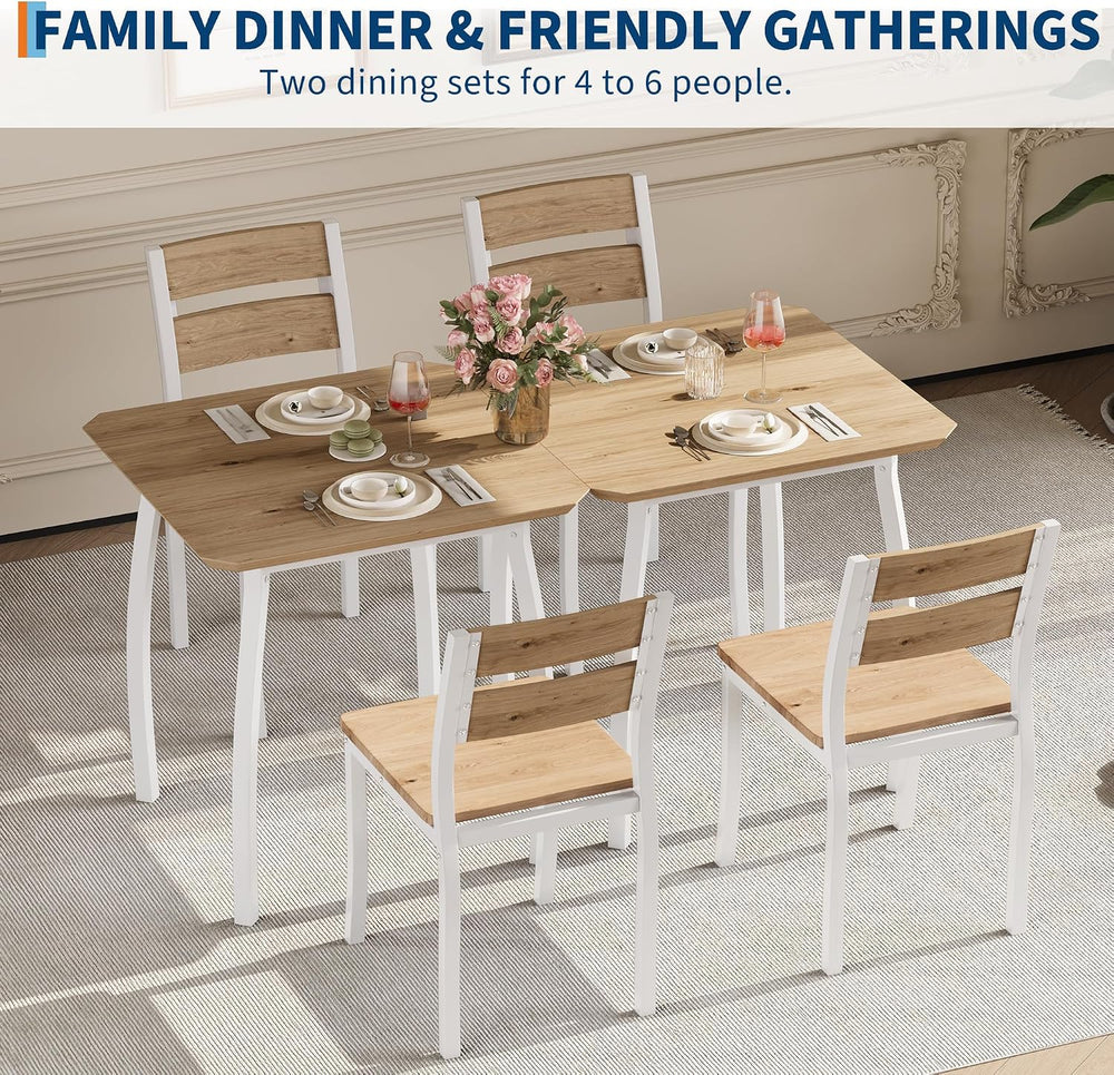 Garvee 3 Piece Dining Table Set for 2, Farmhouse Kitchen Table and Chair, Met...