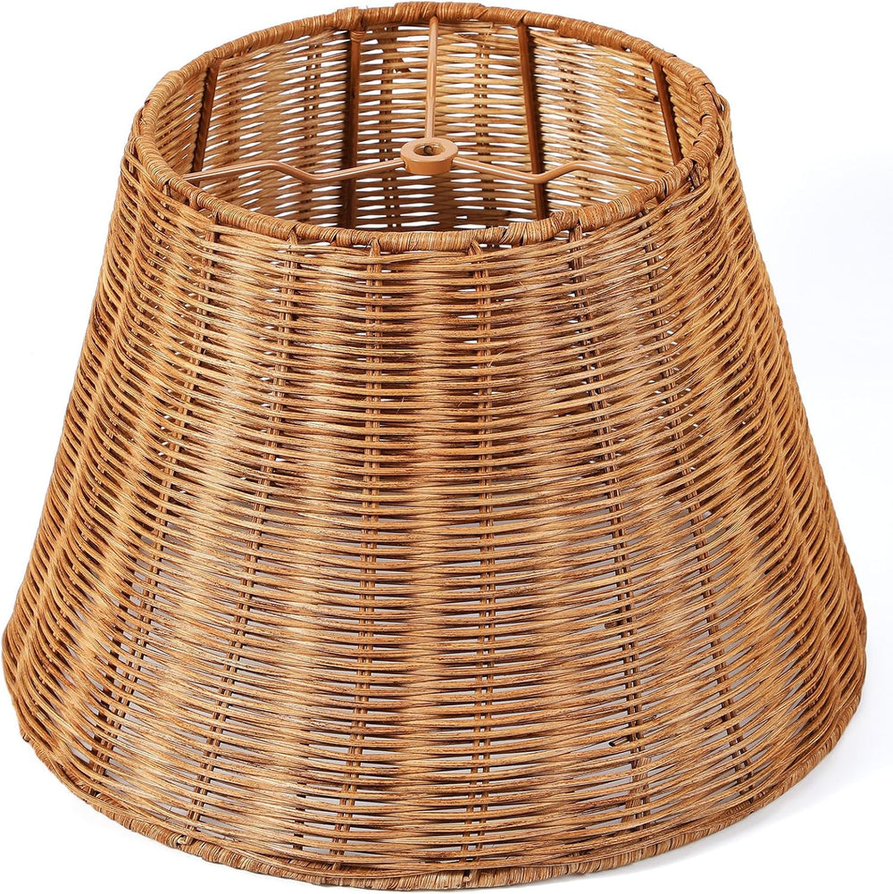 1 Pack Natural Rattan Spider Boho Lamp Shade Handwoven Indonesian Rattan, Lar...