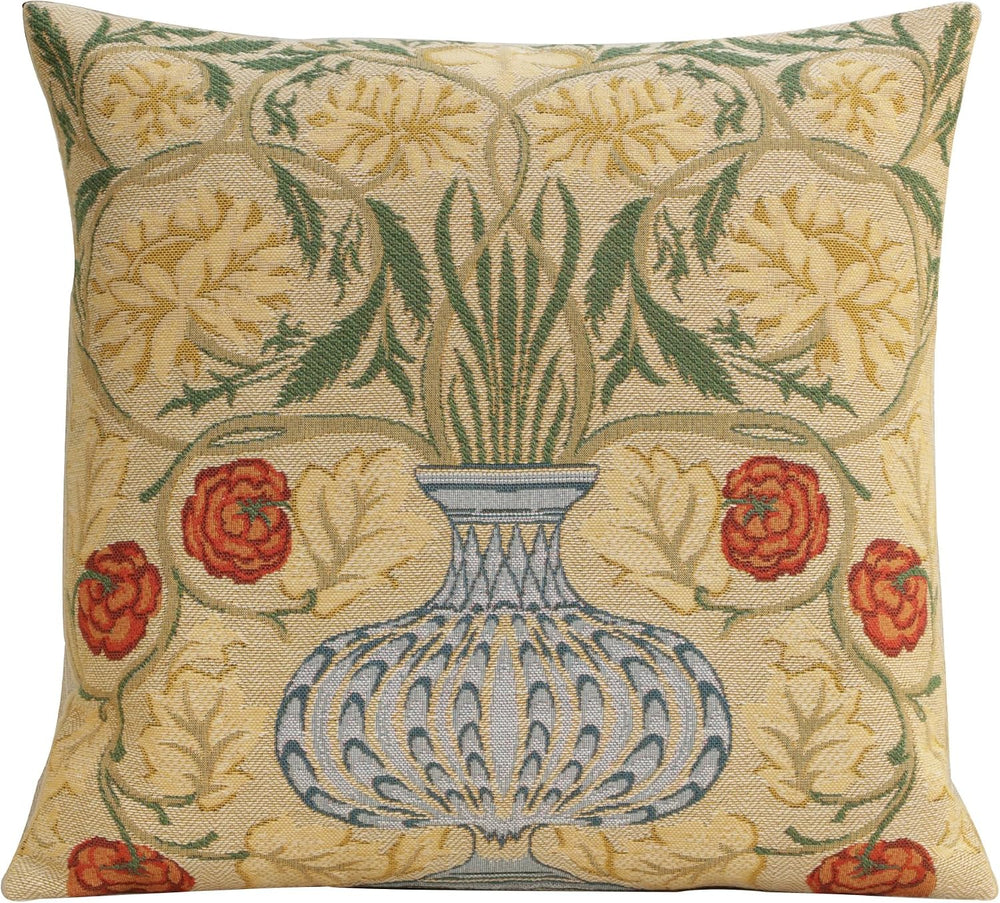 William Morris Yellow Rose Tapestry Throw Cotton Pillow Cover 18 x 18 in
