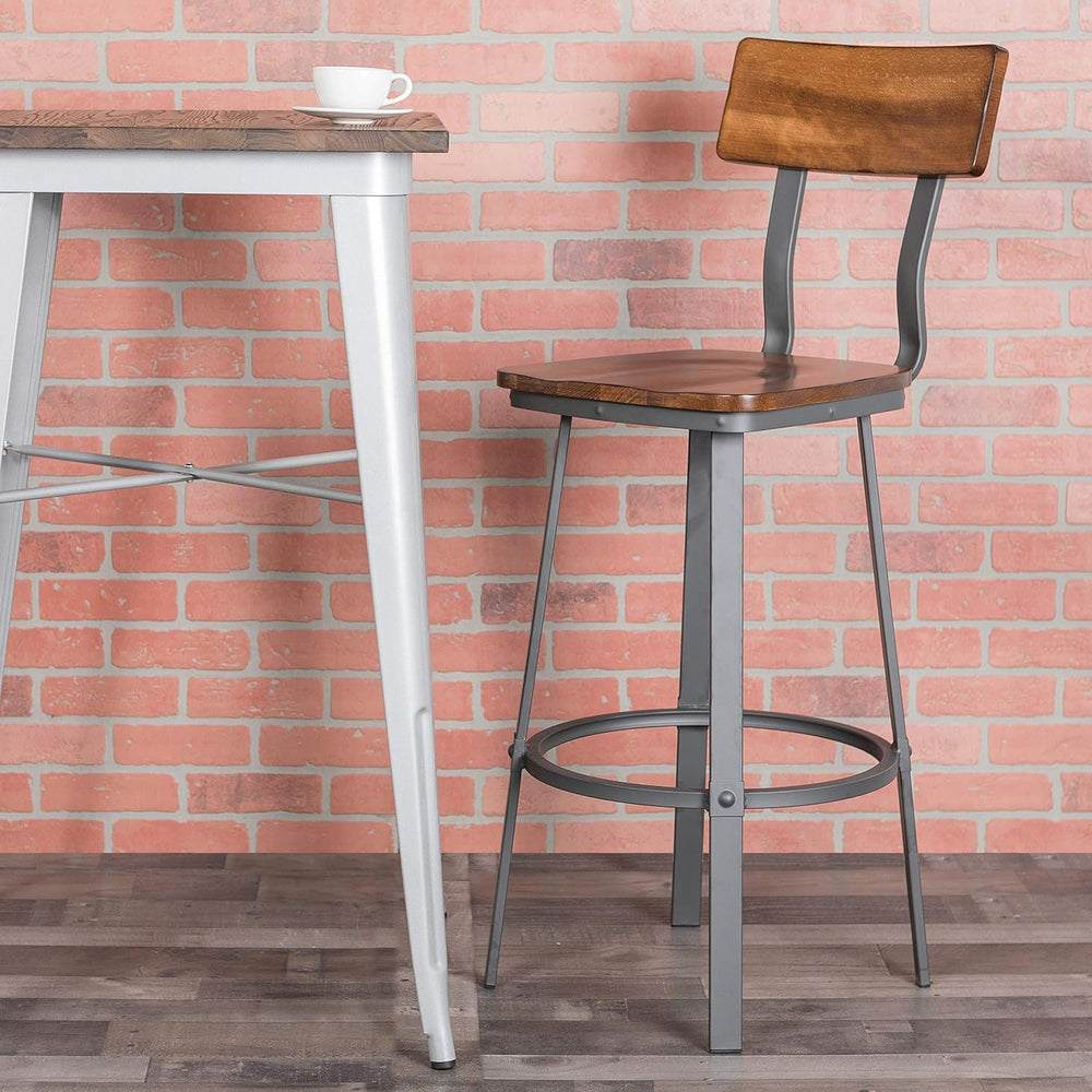 Flash Furniture Wood Restaurant Barstool, Rustic Walnut