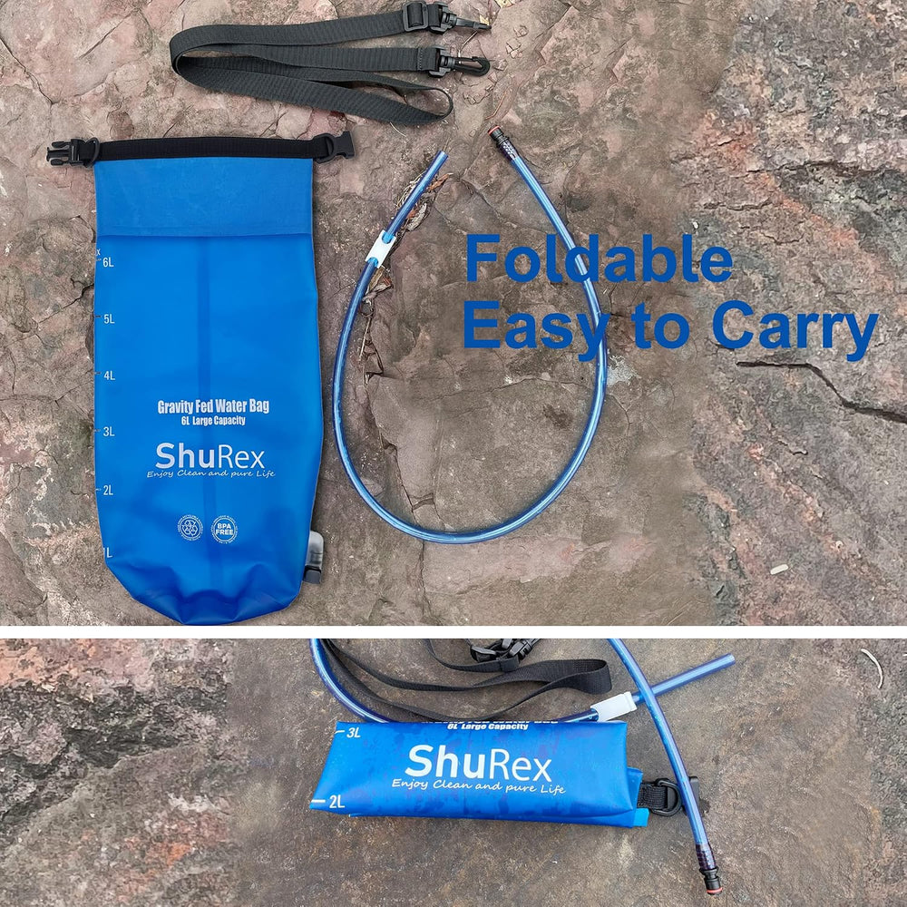 6L Gravity-Fed Water Bag for Sawyer Survival Water Filter Straw