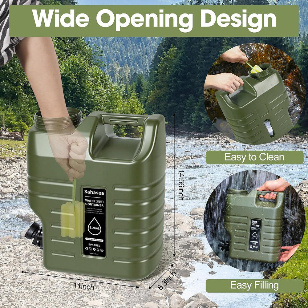 3.2 Gallon Water Jug, Portable Camping Water Jug Dispenser with Spigot, Leak-...