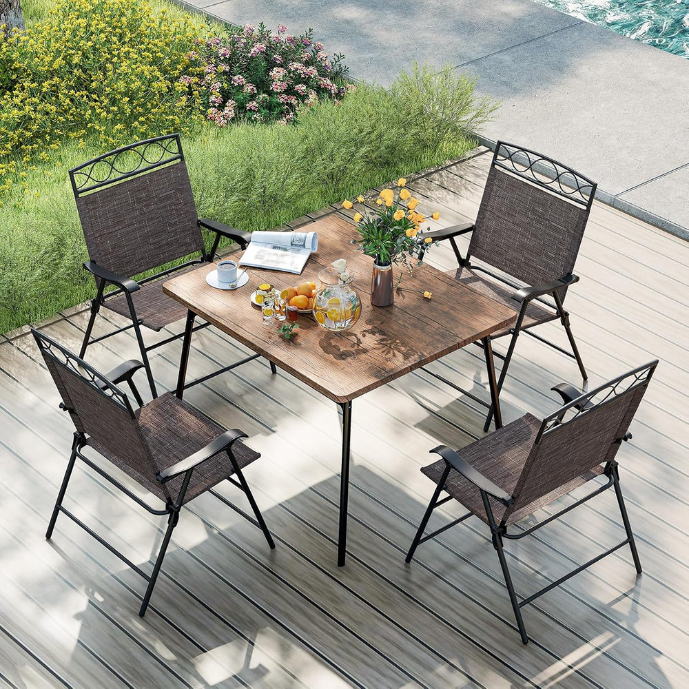 Tangkula Folding Chairs for Outside Set of 4, Portable Outdoor Dining Chairs ...