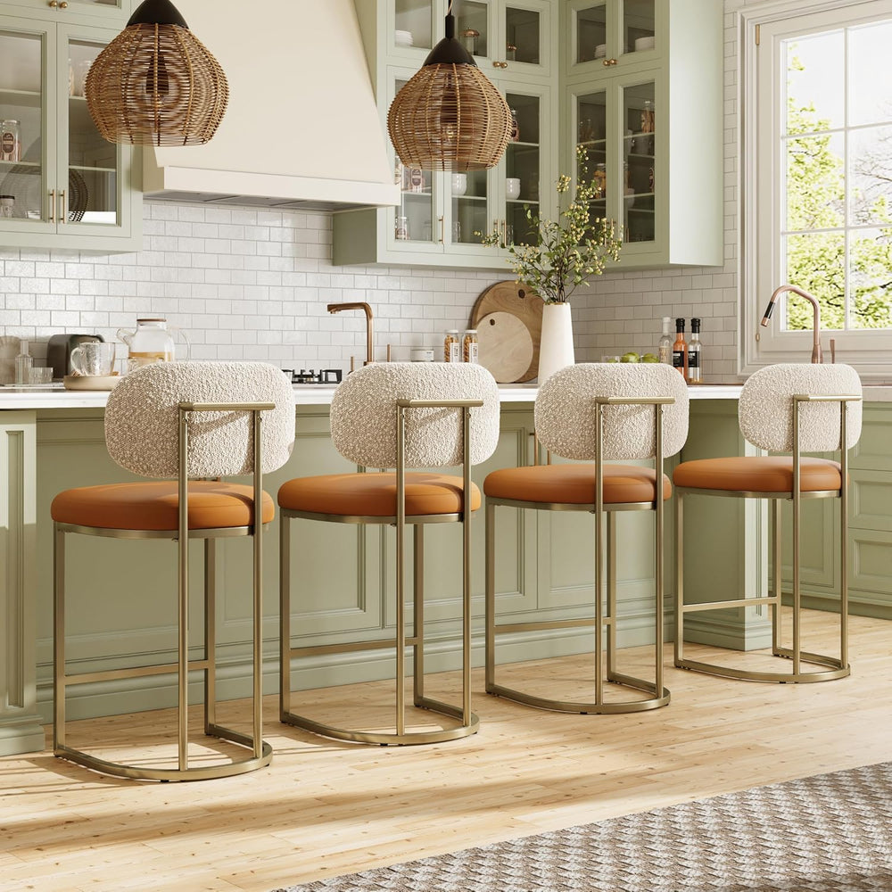 MAISON ARTS Counter Height Bar Stools Set of 4, Kitchen Barstools with Back