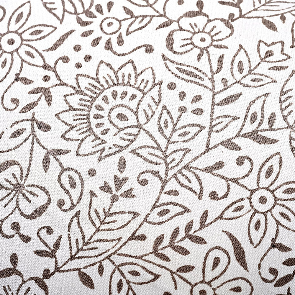 Ridhi Taupe Hand Block Print Throw Pillow Covers 18x18 Inch Set 2