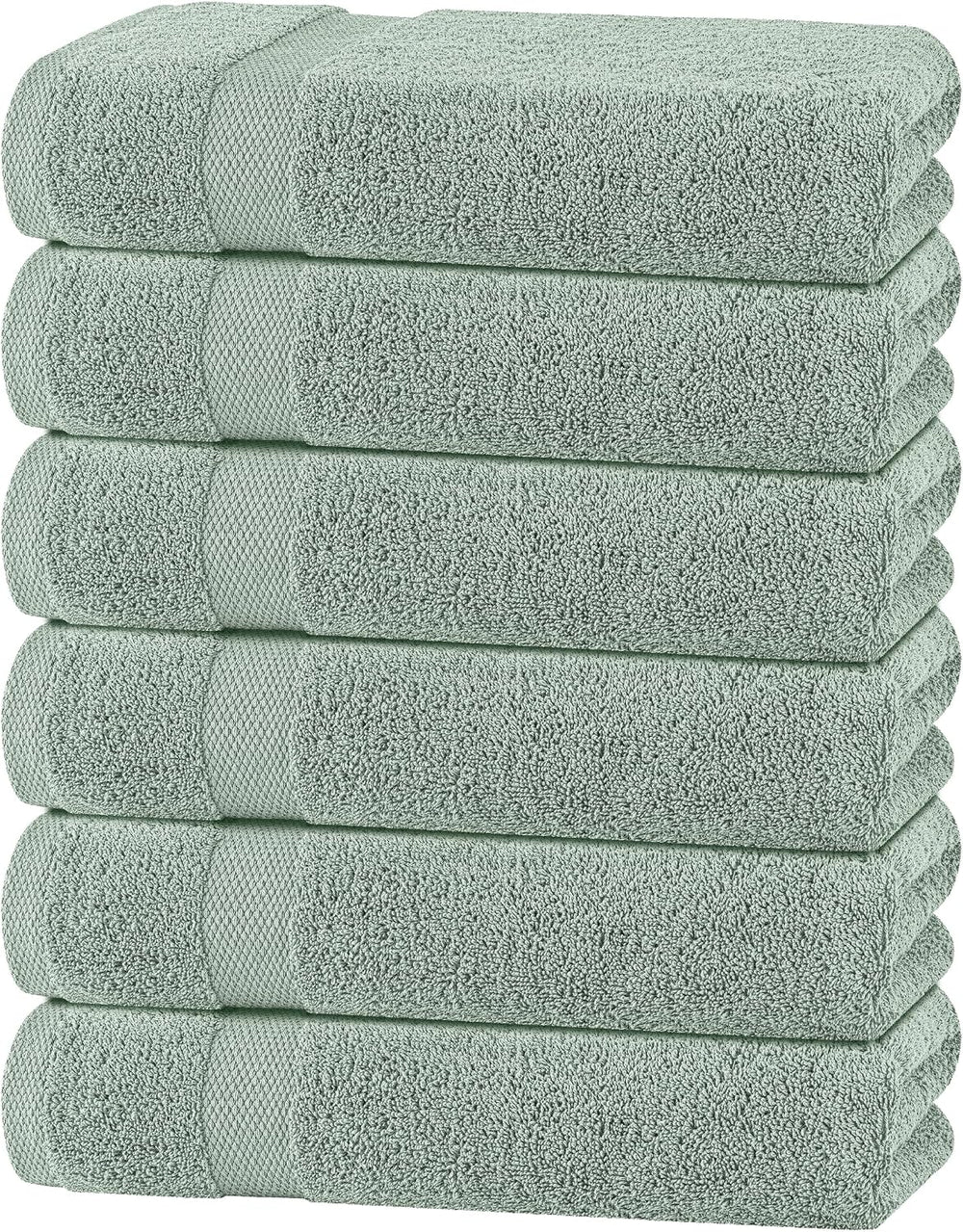 Wealuxe Mint Green Bath Towels 24x50 - 6 Pack, Extra Absorbent 100% Cotton