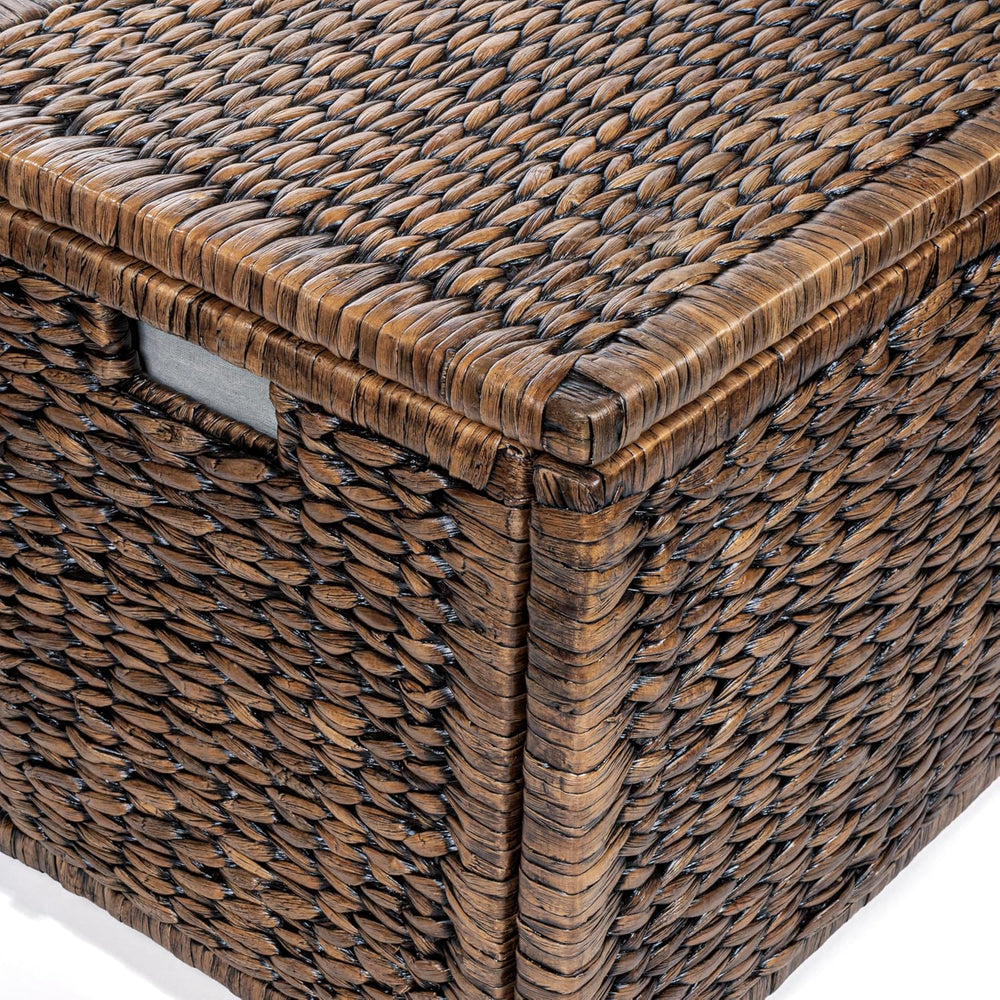 happimess Anada 30" Storage Trunk Wicker Weave Water Hyacinth, Brown Wash