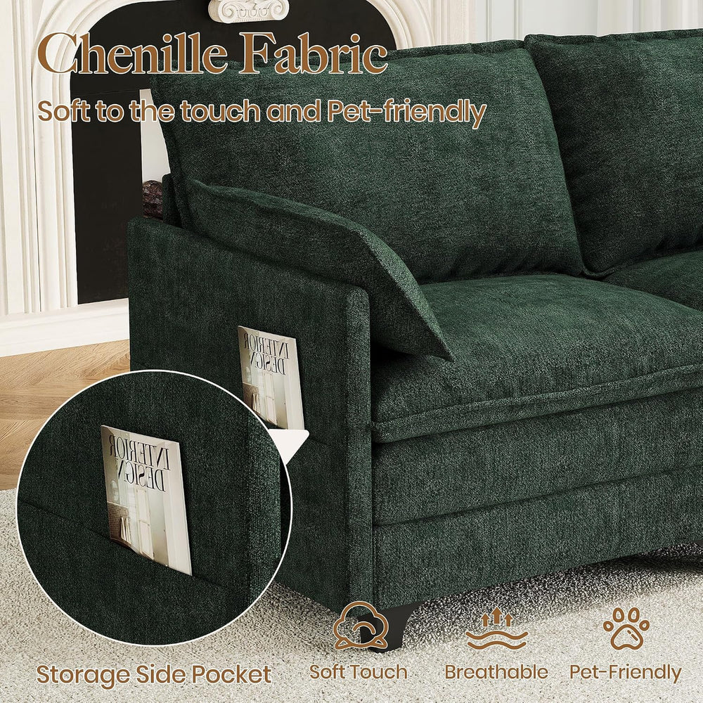 Accent Sofa Chair with Storage Ottoman, Cloud Sigle Couch with Side Pocket fo...
