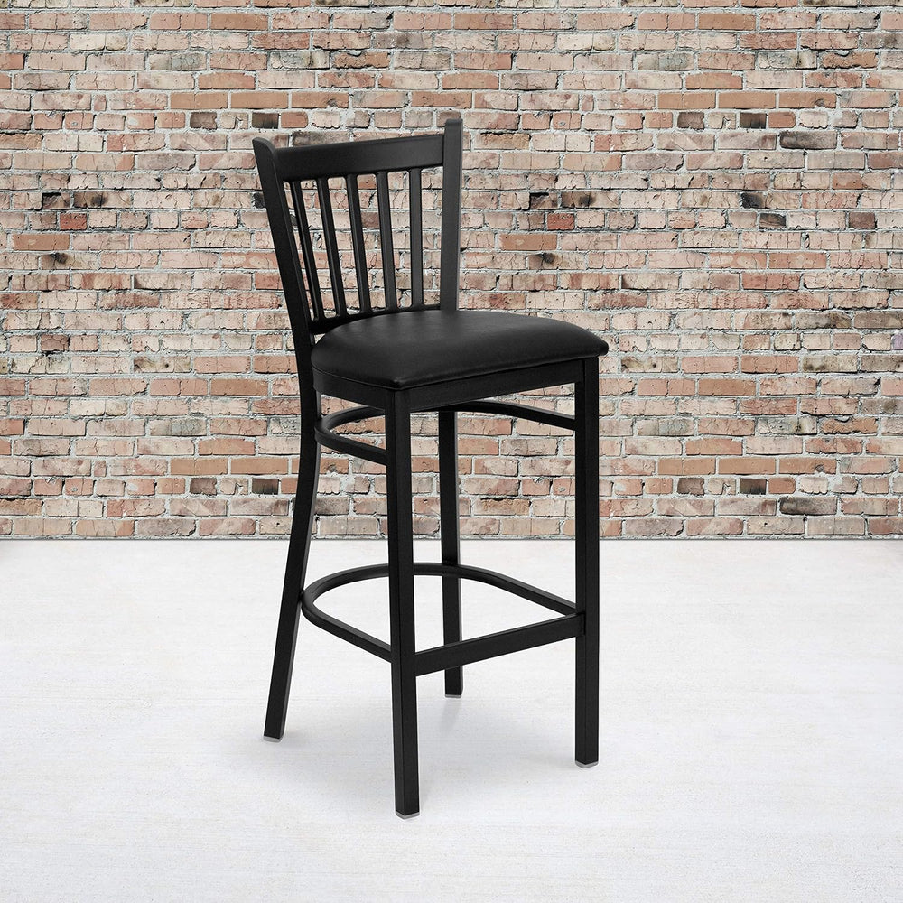 Flash Furniture Hercules Vertical Back Restaurant Barstool, Black, 2-Pack