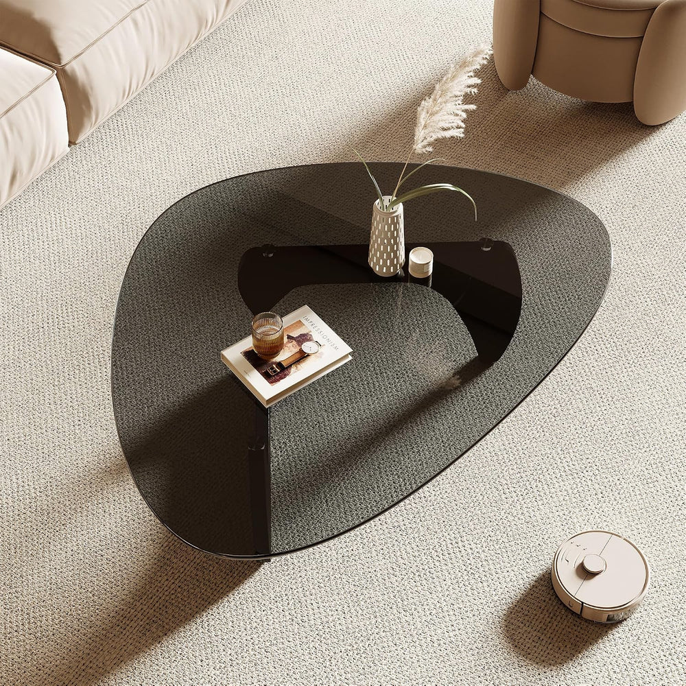 Honyee Morden Coffee Table, 42.5" x 28.5" x 16.1" Triangle Tem...