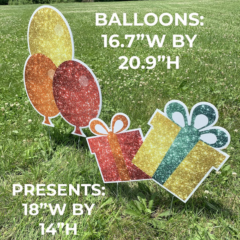 Rainbow Sparkle Happy Birthday Yard Letters 17pc Custom Name Outdoor Lawn Dec...