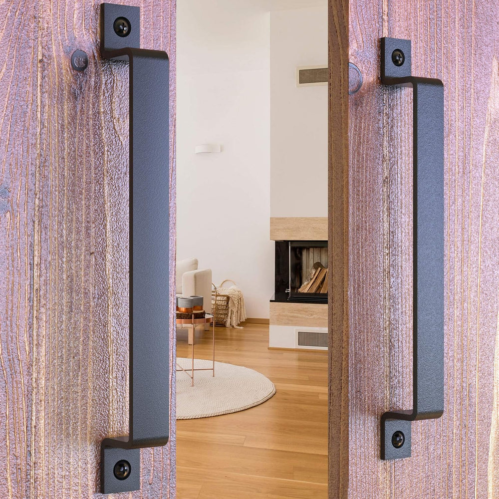 2 Pack 12" Straight Bar Barn Door Handle, Matte Black Gate Pull