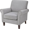 PrimeZone Comfy Accent Chair, Mid-Century Modern Living Room Chair, Grey