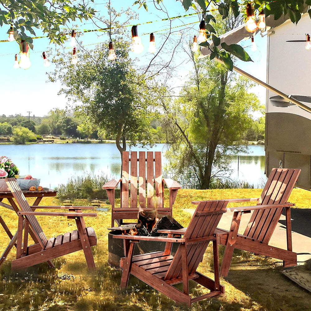 JONATHAN Y Irving 32" Solid Acacia Wood Adirondack Chair, Dark Brown