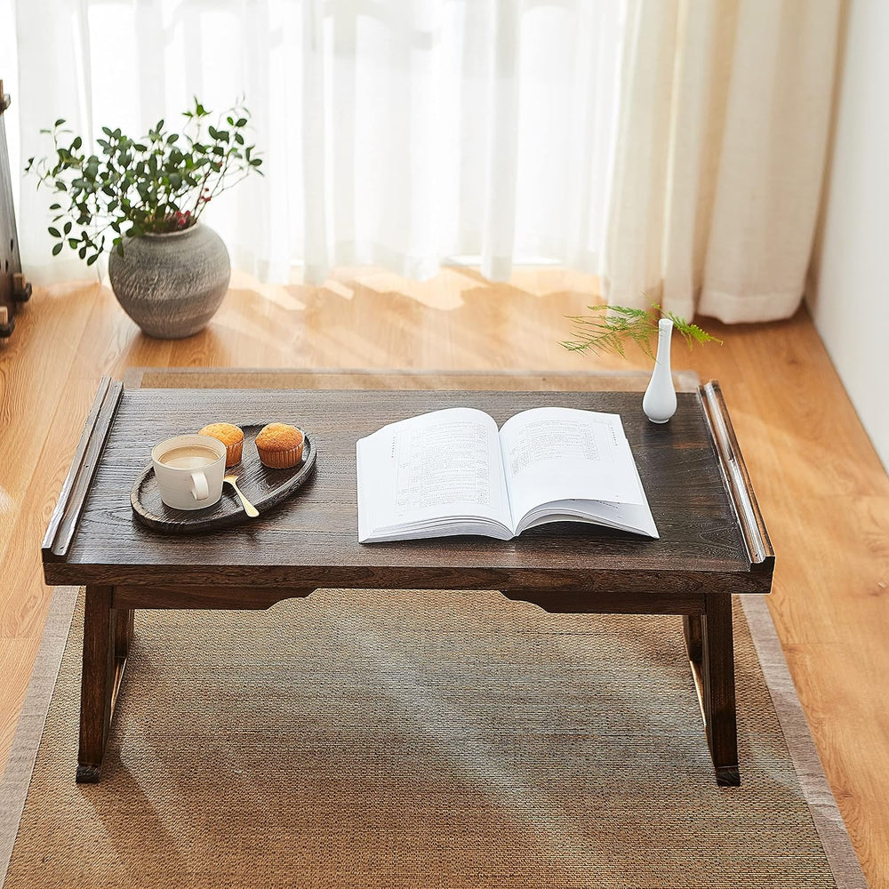 Foldable Wooden Laptop Desk, Breakfast in Bed Serving Tray, Japanese Floor Ta...