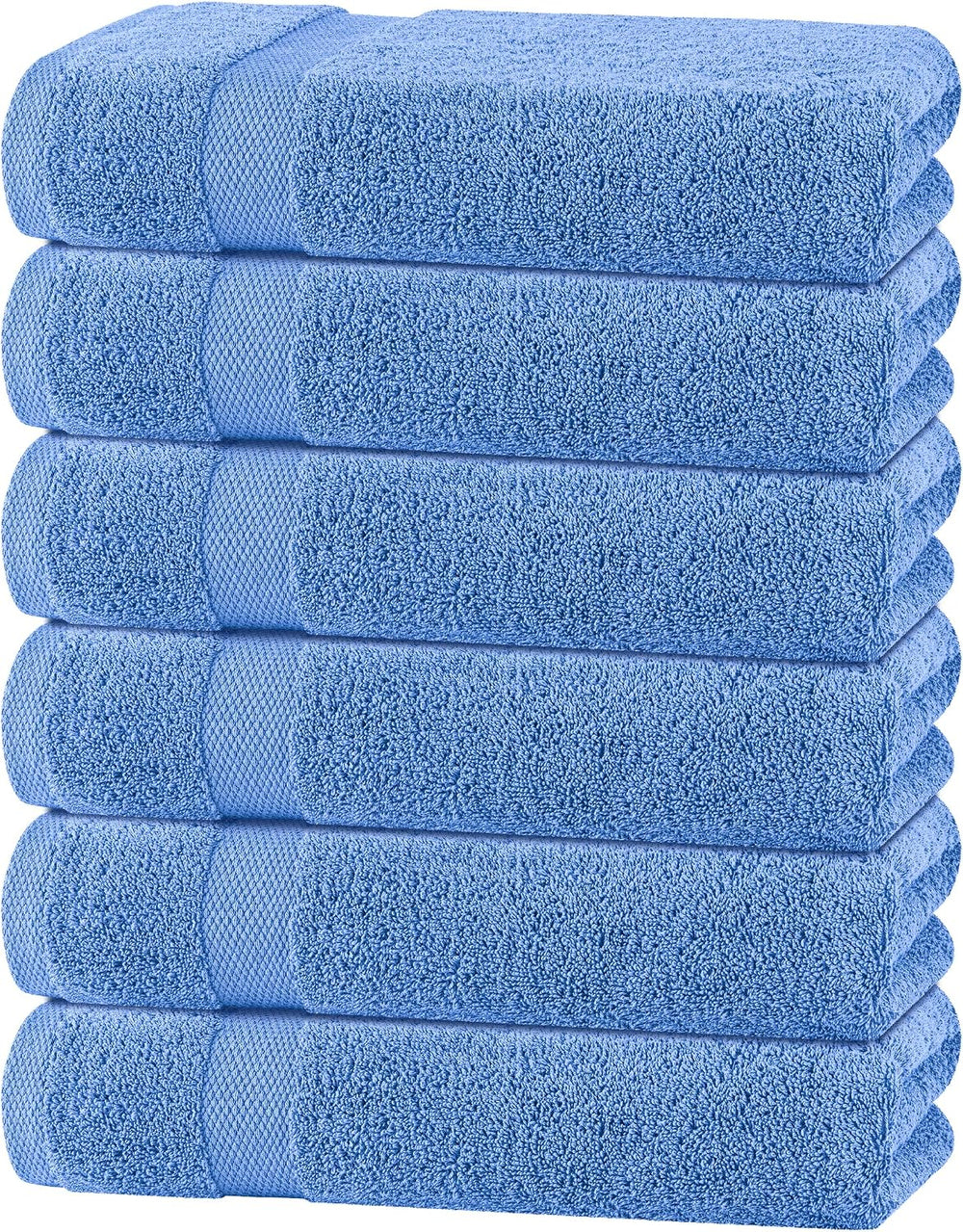 Wealuxe Light Bliue Bath Towels 24x50 - 6 Pack, Extra Absorbent 100% Cotton
