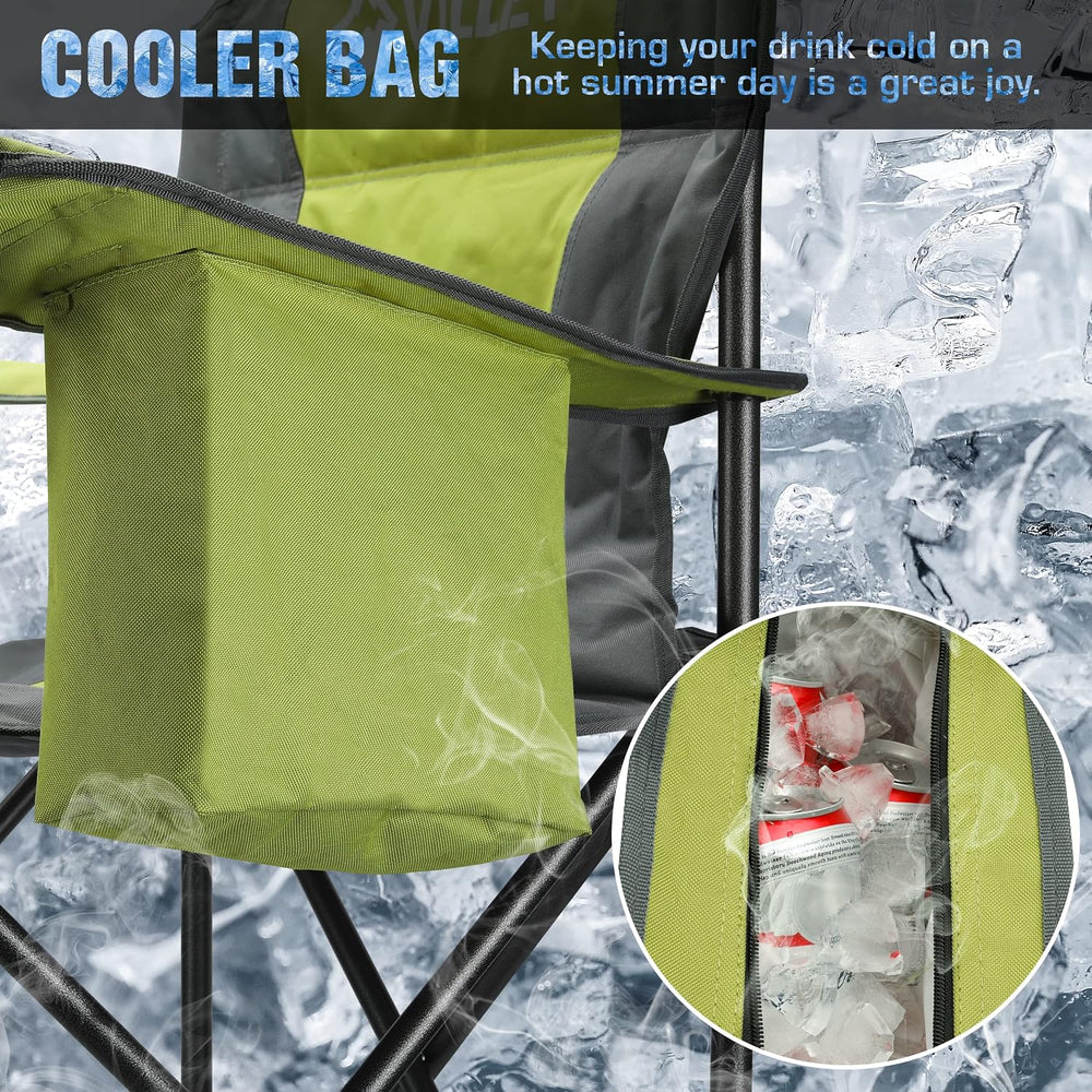 VILLEY Oversized Folding Camping Chair, Portable Outdoor Chair
