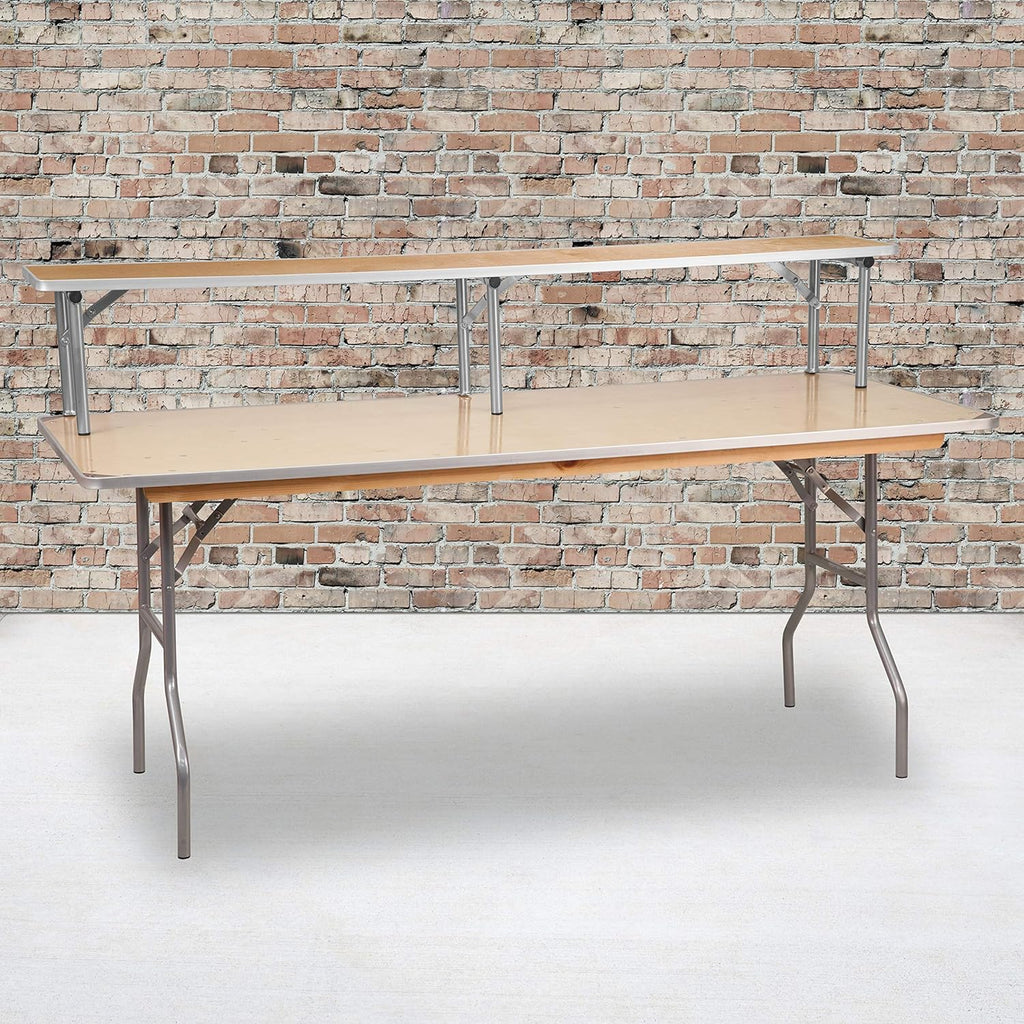 EMMA + OLIVER 72" x 12" x 12" Birchwood Bar Top Riser with Silver Leg