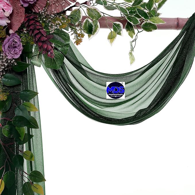 MDS Halloween Chiffon Draping Fabric - 2 Panel, 30" Wide x 40ft Long - Sheer Spooky Arbor & Canopy Drapery for Haunted House Backdrops, Party Ceilings, DIY Costumes & Themed Events - Hunter Green (Pack of 2)