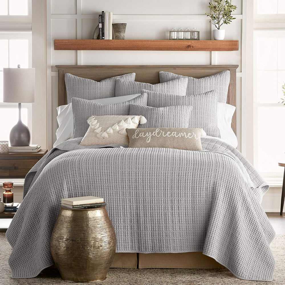 Levtex Home - Mills Waffle - Decorative Pillow - Poly Filled - Grey - Sham Si...