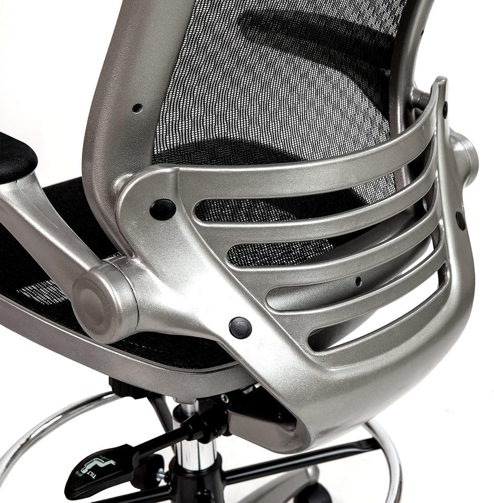 Flash Furniture Mesh Drafting Chair, Black/Graphite Silver