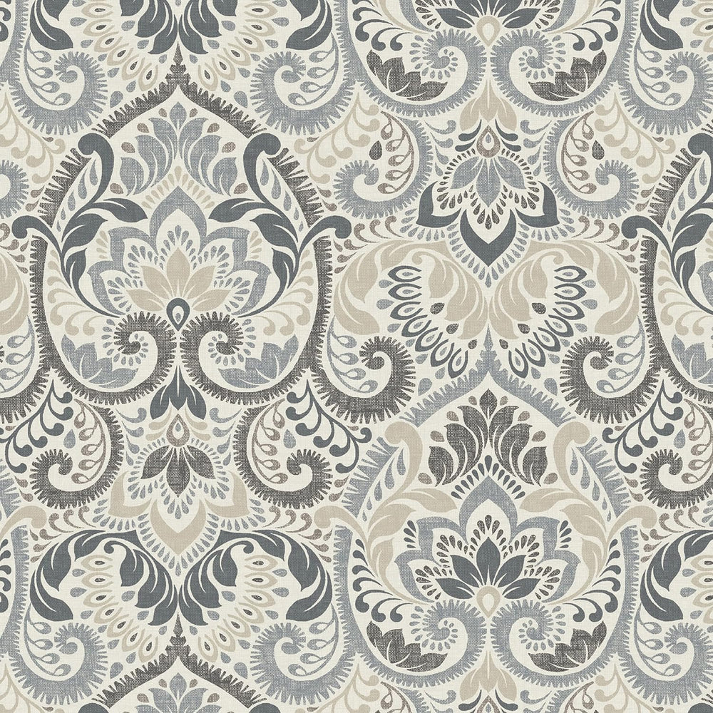 Arden Outdoor Midback Chair Cushion, 18x36.5, Neutral Damask