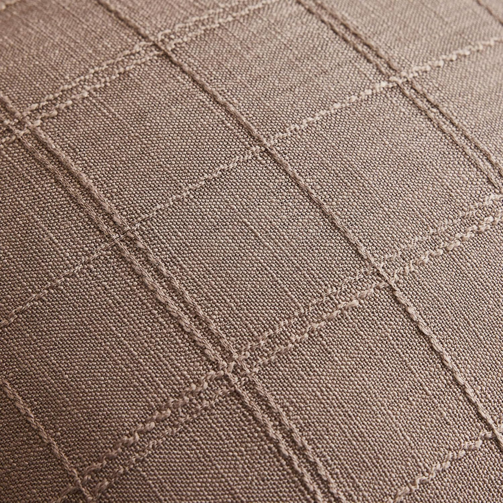 ZeeMart 2pk Check Linen Flanged Pillow Covers 24x24, Cocoa Brown