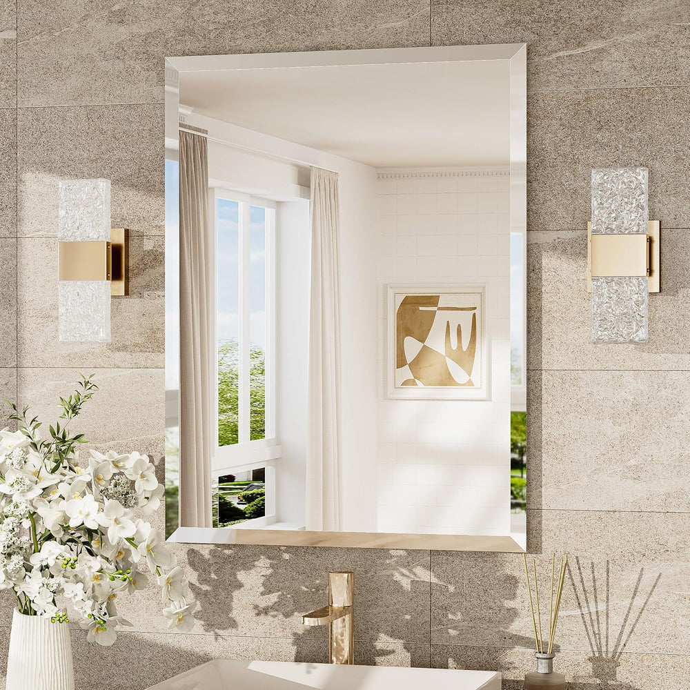 TokeShimi Bathroom Vanity Mirror Frameless with 1" Beveled Edge 24x32 in