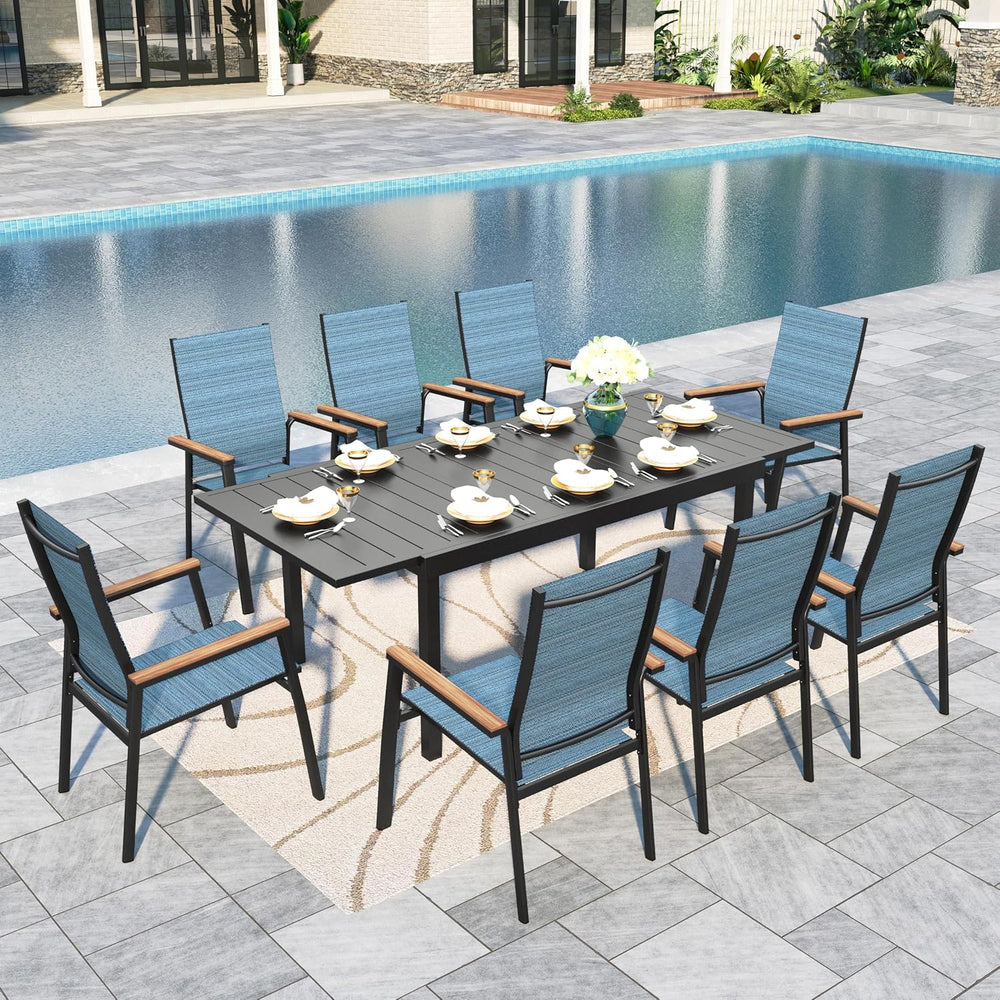 Sophia & William Patio Dining Set w/Expandable Table & 8 Aluminum Chairs
