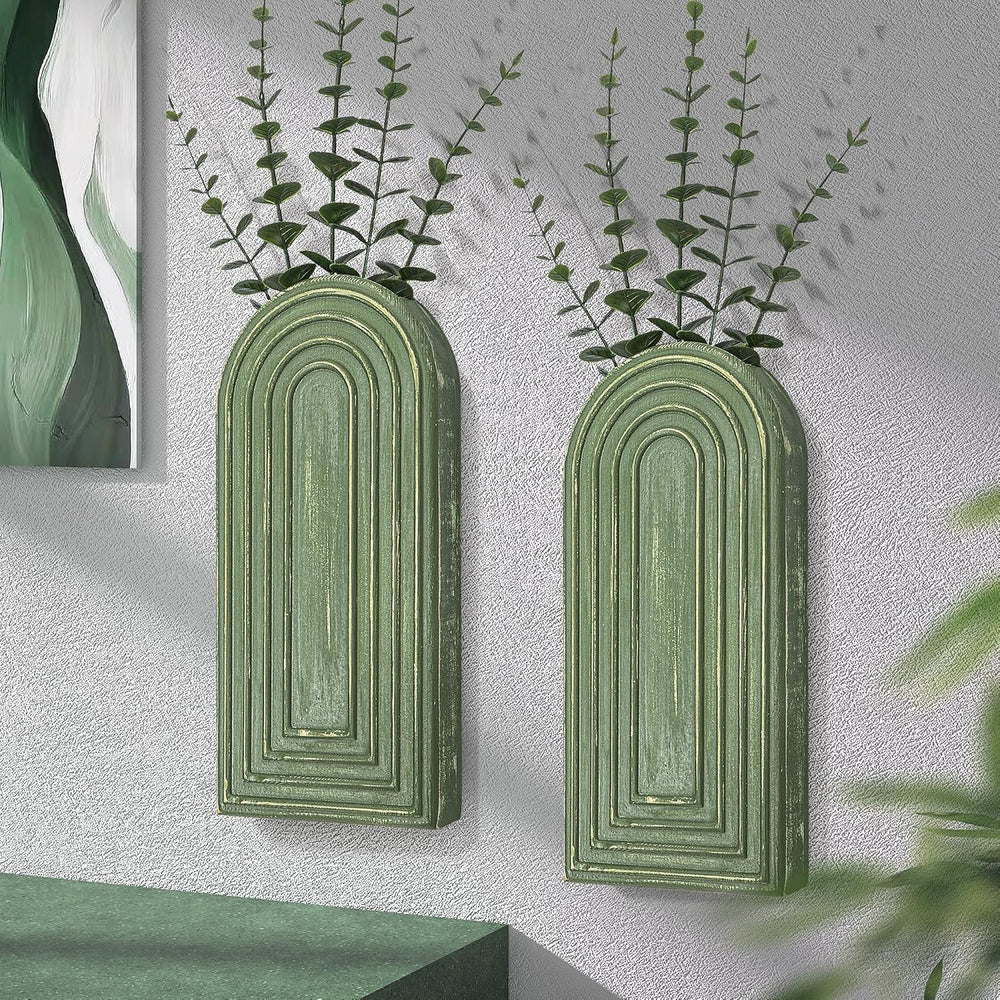 EOSAHR Wall Vase for Flower: Wall Planter Holder for Boho Wall Decor, Green