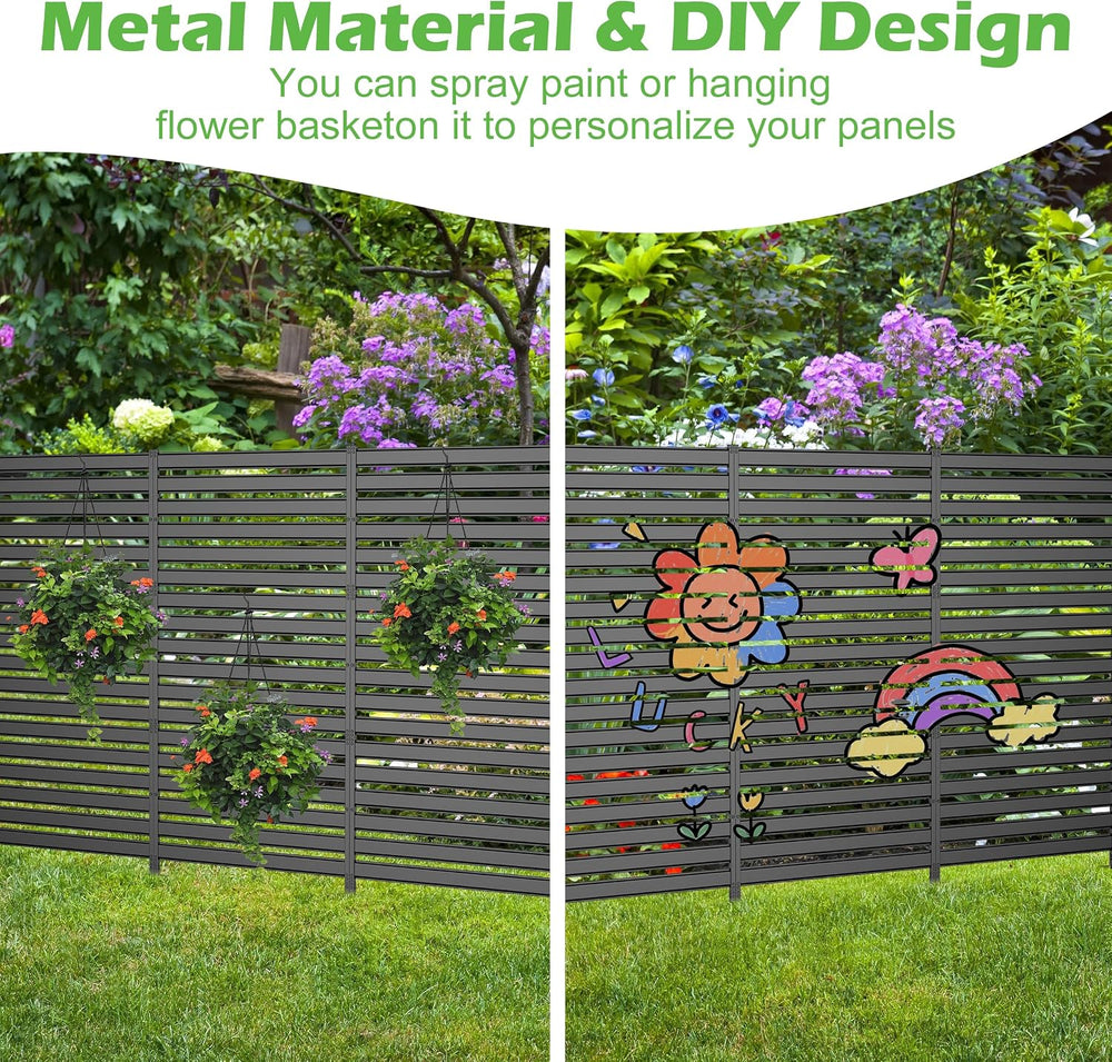 Metal Privacy Screen Outdoor, 1-Panel No-Dig Privacy Fence 38 in W x 48 in H ...