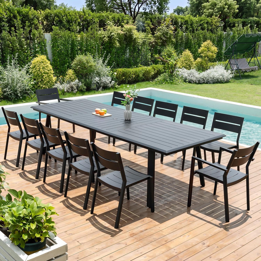 Pellebant Aluminum Outdoor Dining Table for 12 Person