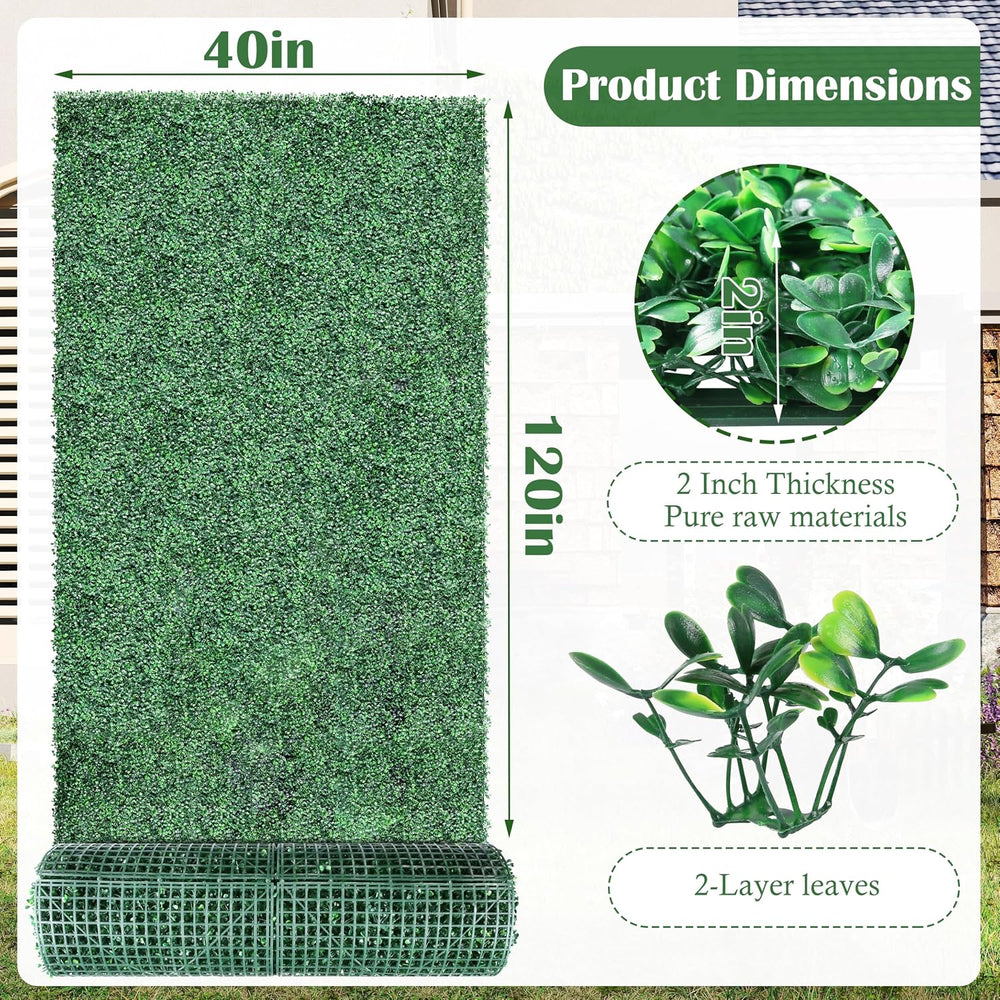 Sunnyglade 40"x120" Artificial Boxwood Roll Panels Privacy Fence Sc...