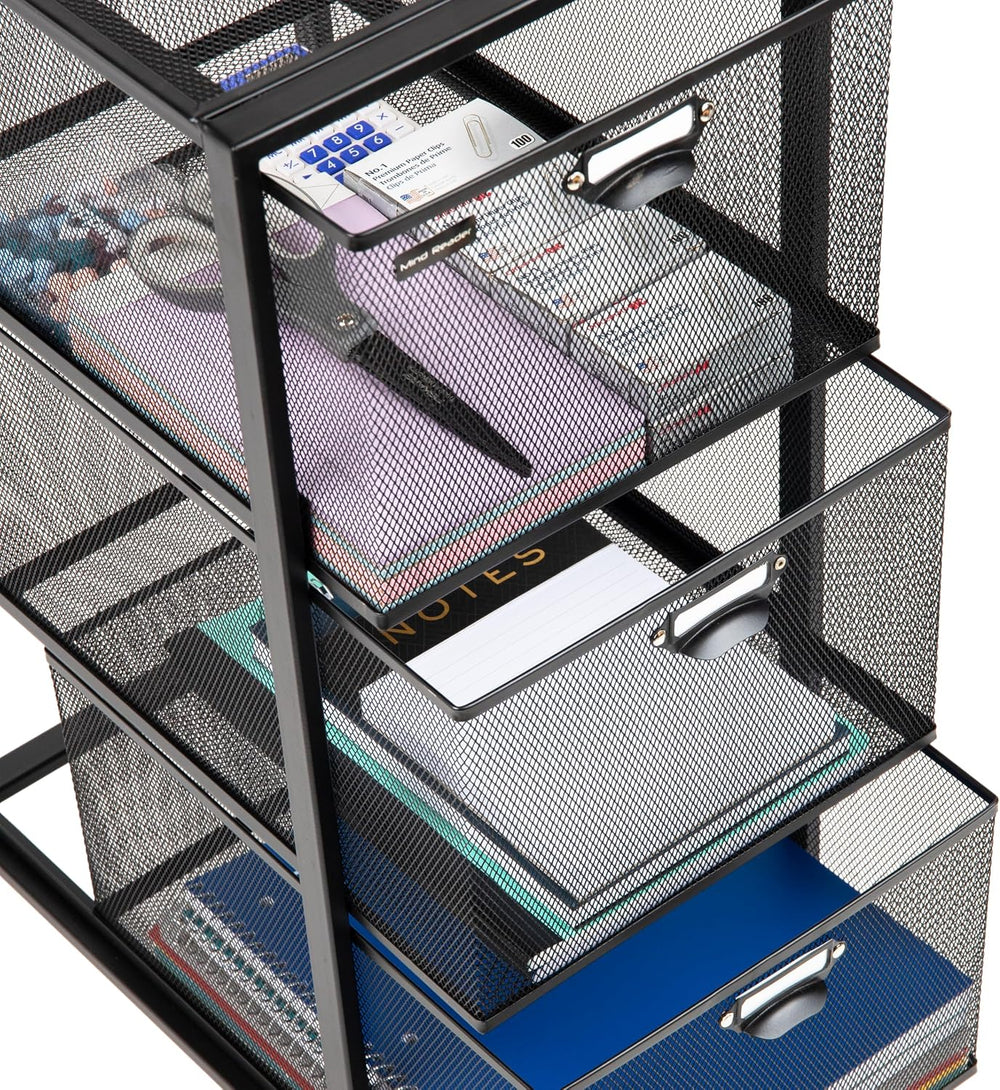 Mind Reader Office Storage Organizer with Mesh Drawers Label Holders and Opti...